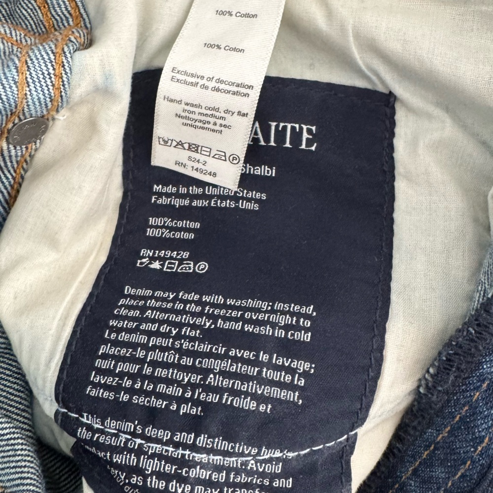 KHAITE SHALBI Blue Denim Jeans with Orange Stitching - Picture 6 of 6